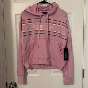 Bebe Sport Logo Cropped Striped‎ Hoodie NWT, M